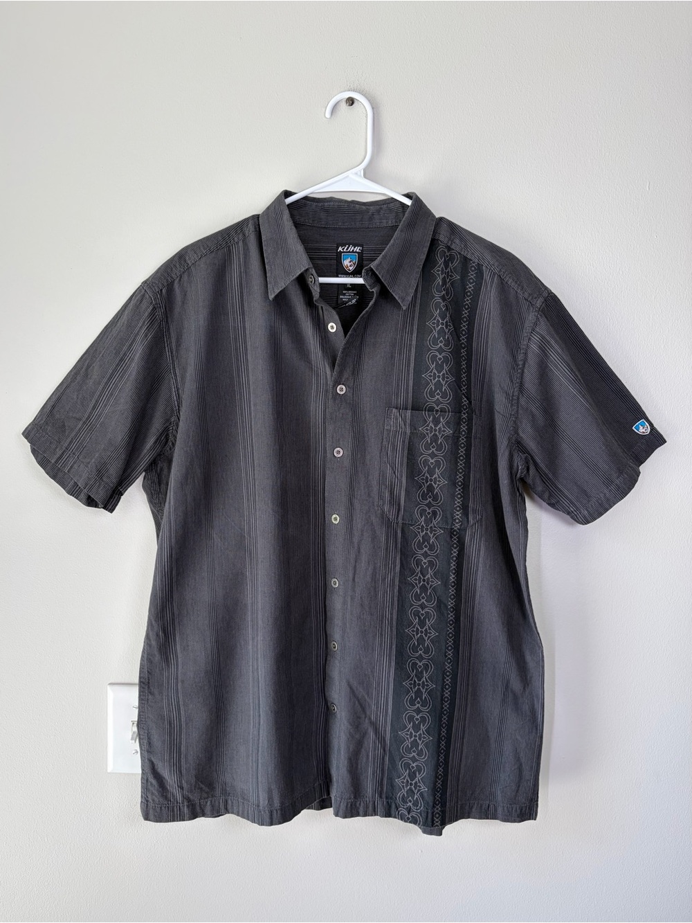 Kuhl Organic Cotton Dark Gray Stripe Button Down Shirt